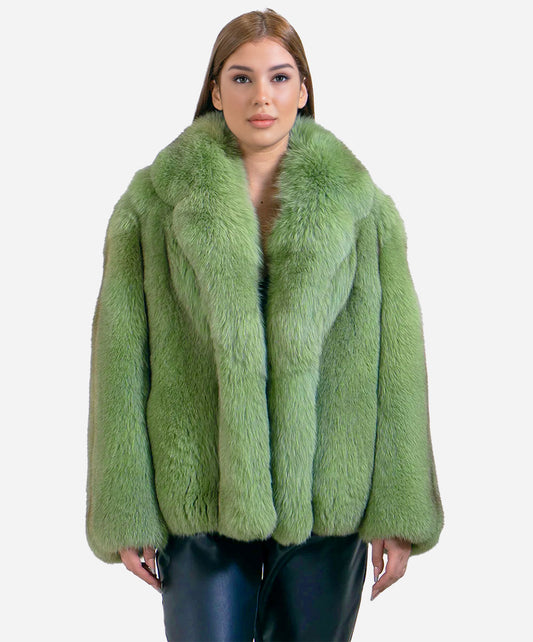 ‘Matcha Green’ Fox Fur Coat