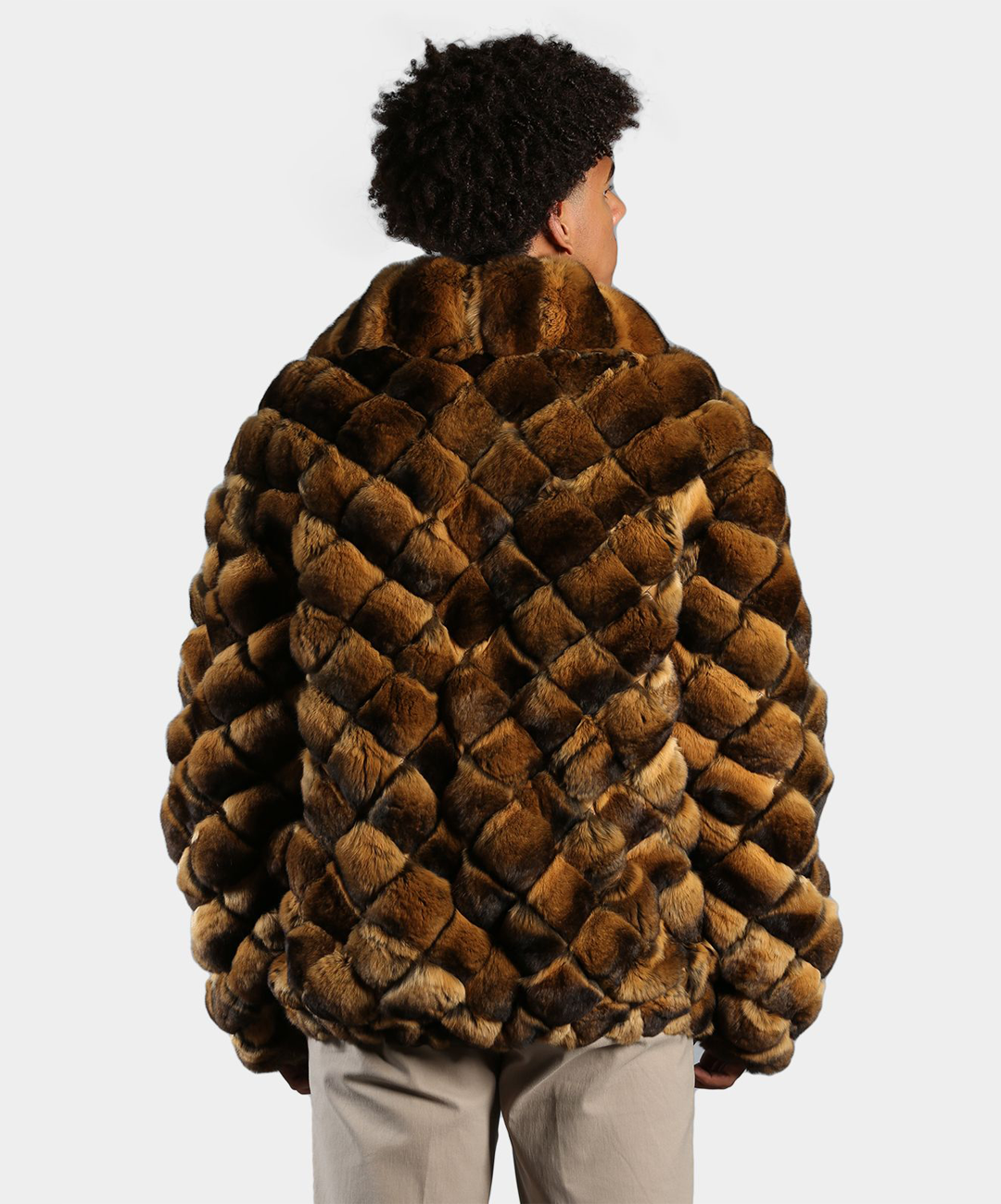 Brown Chinchilla Fur Bubble Jacket