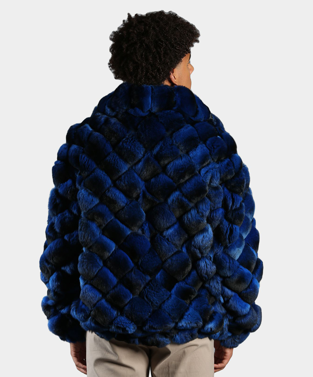 Sapphire Blue Chinchilla Fur Bubble Jacket
