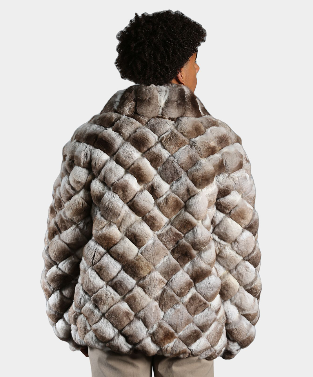 Beige Chinchilla Fur Bubble Jacket
