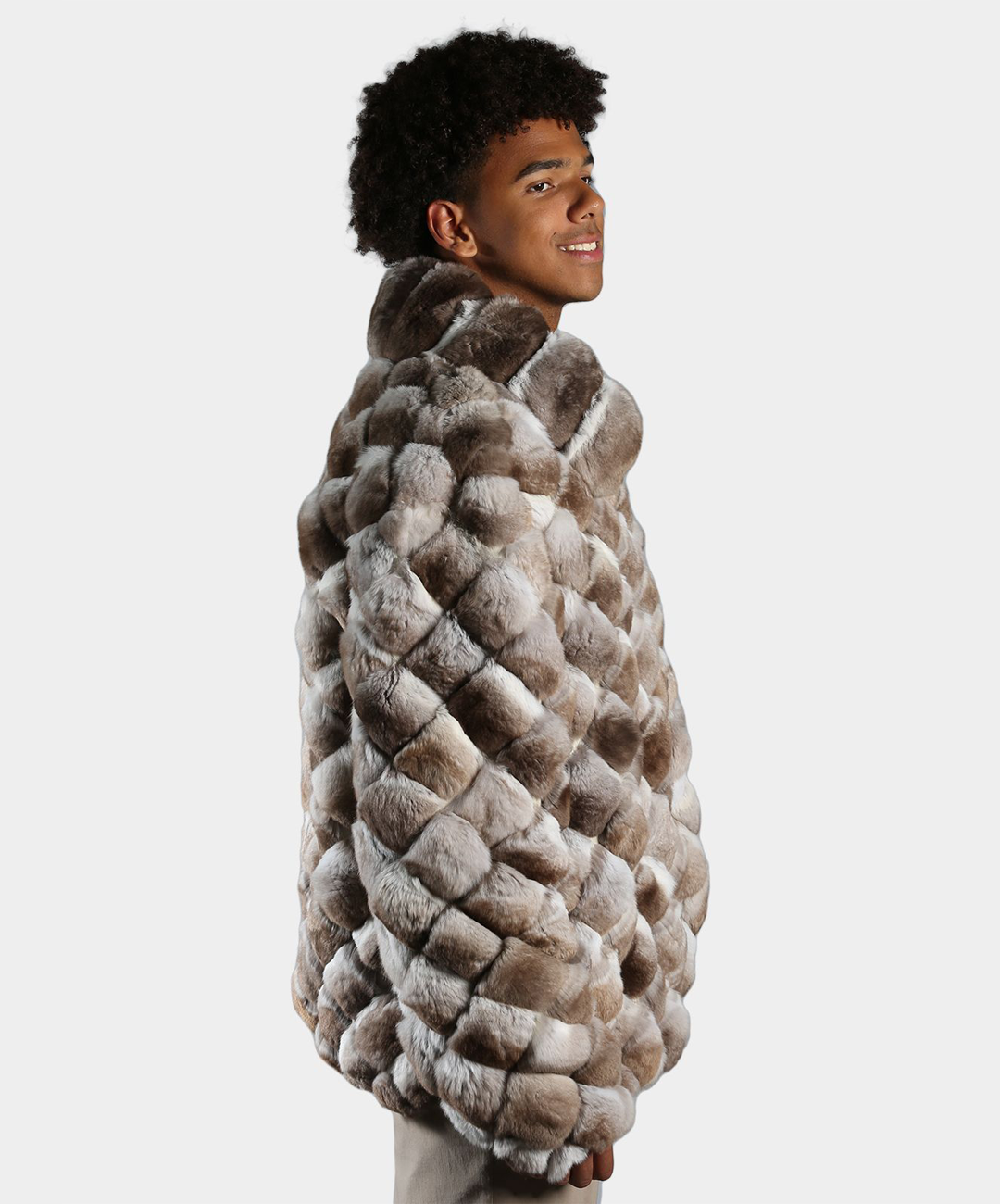 Beige Chinchilla Fur Bubble Jacket