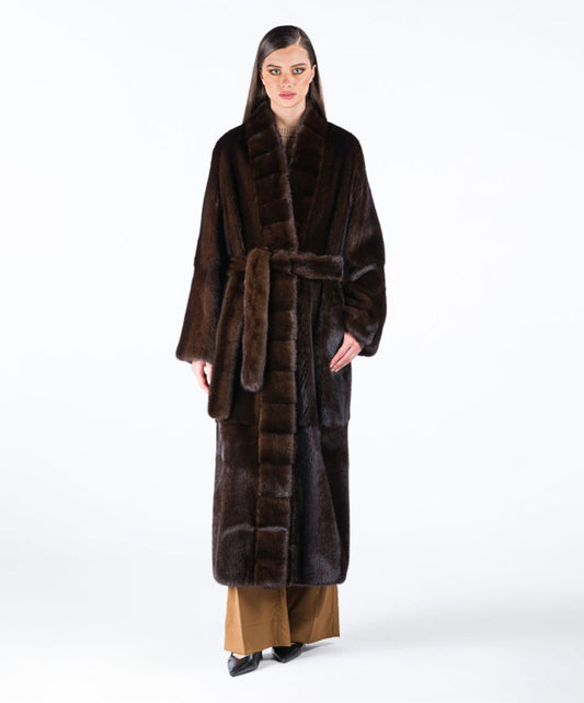 Brown Robe Full-Length Mink Fur Coat