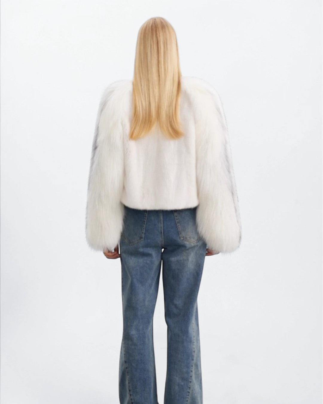 White Mink and Arctic Fox Fur Jacket