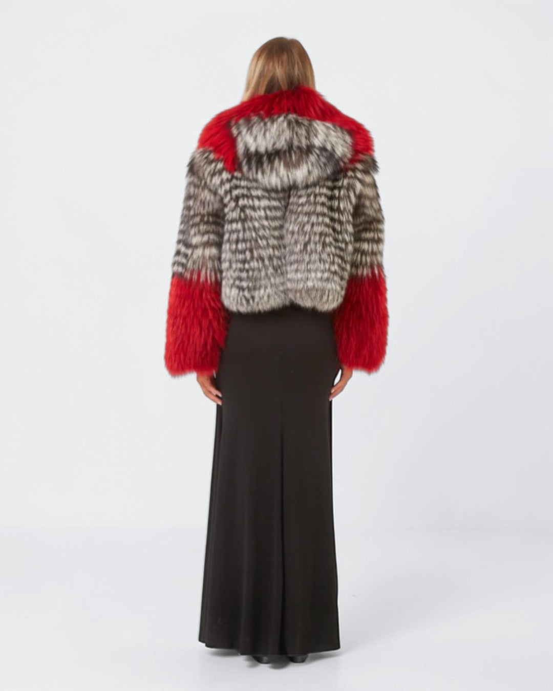 Scarlet Frost Silver Fox Fur Jacket