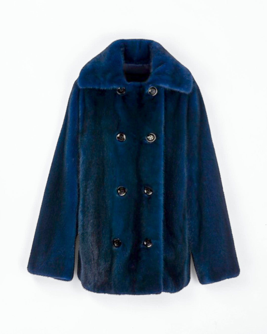 Midnight Blue Double-Breasted Mink Fur Coat