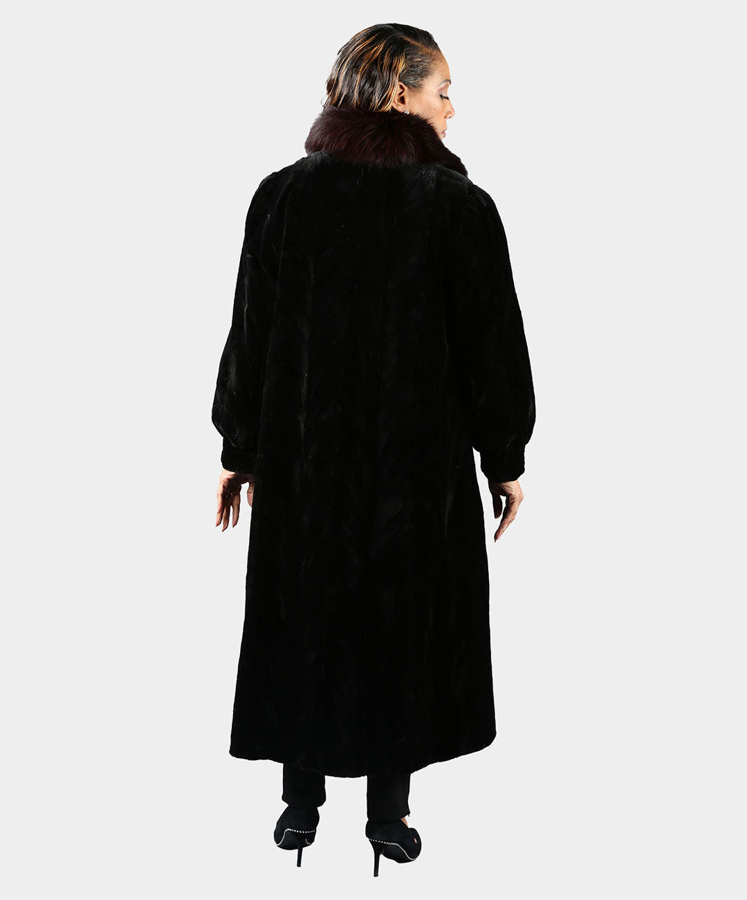 Women's Black Sheared and Sculptured Mink Fur Coat