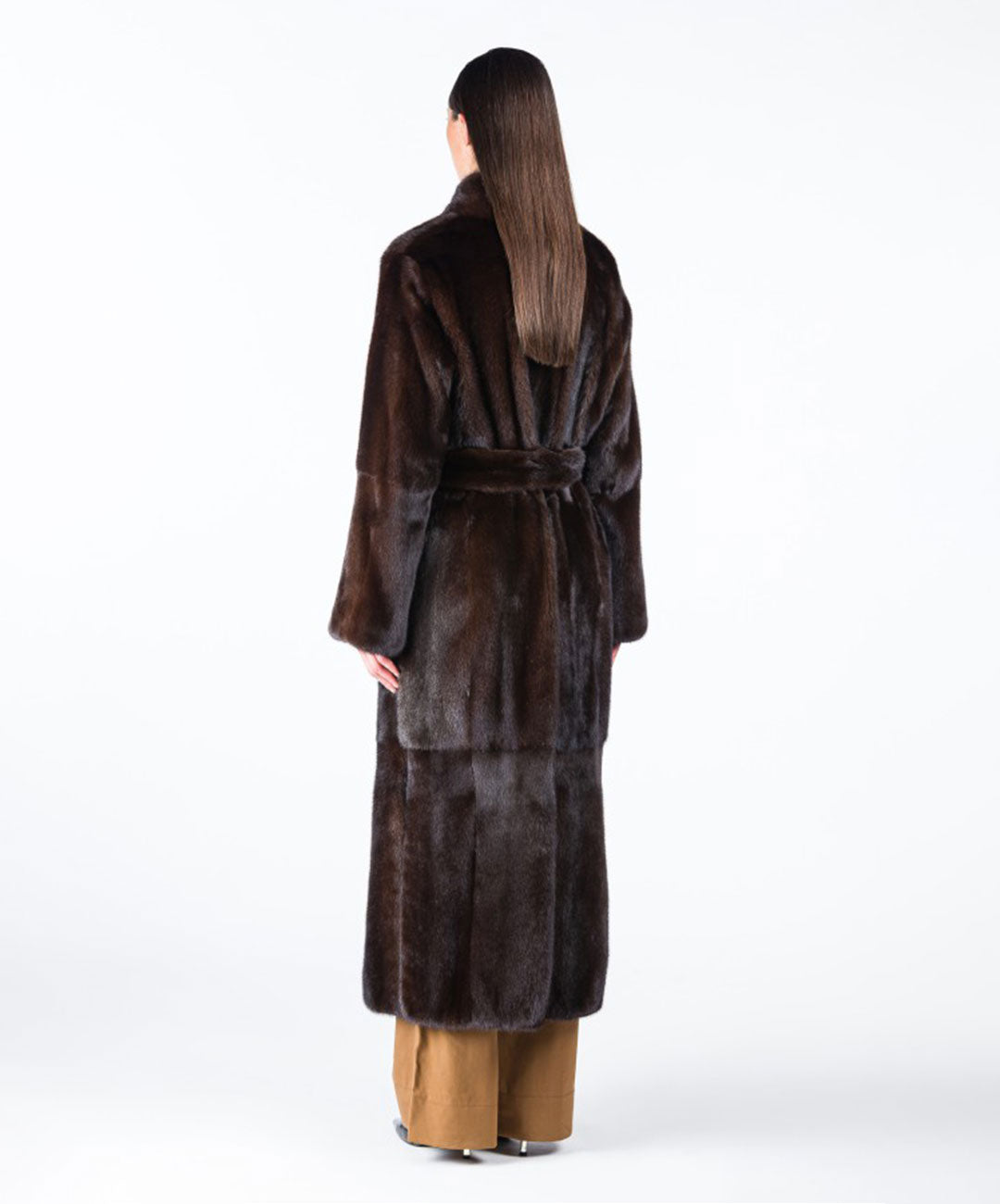 Brown Robe Full-Length Mink Fur Coat