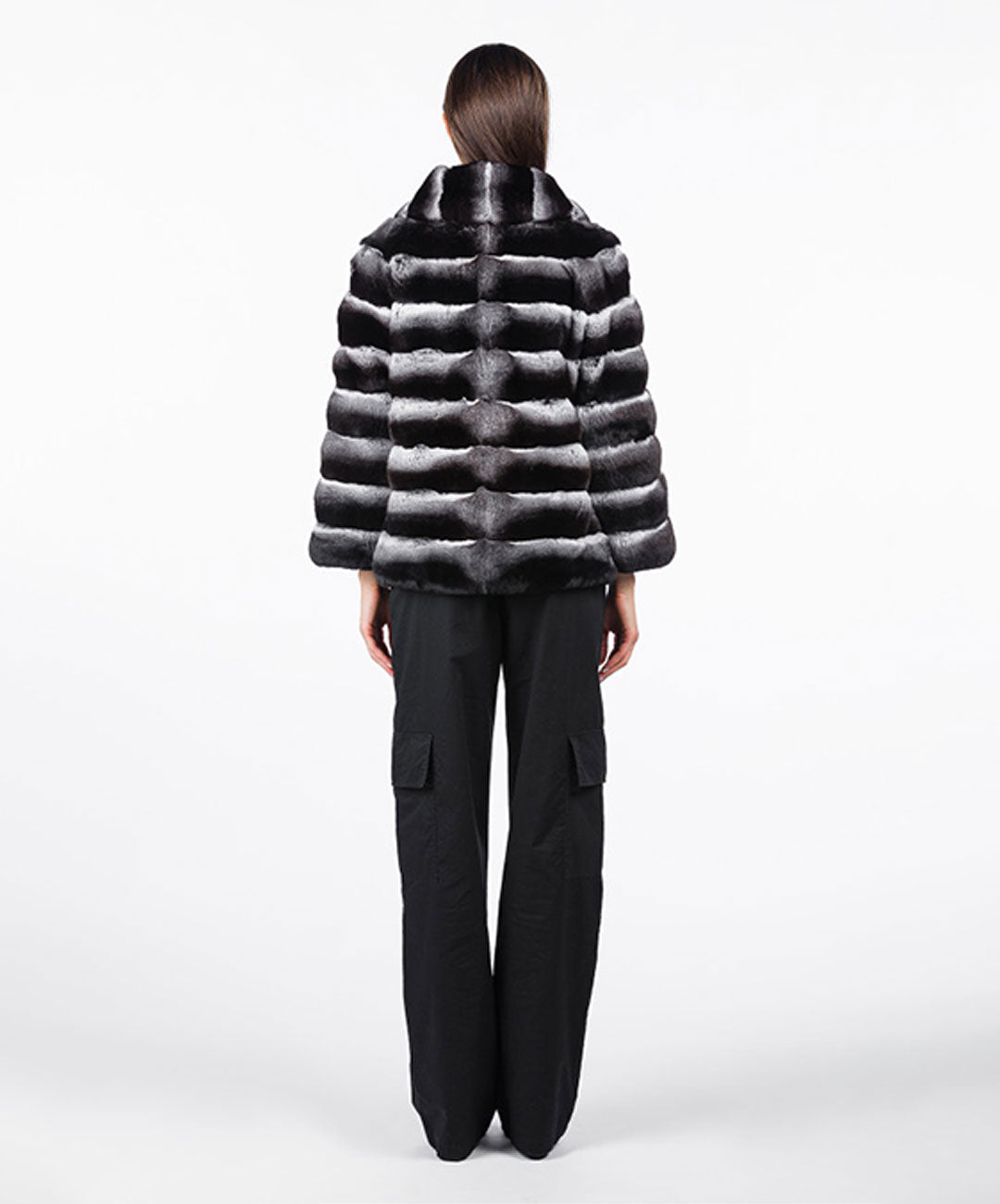 Women's Natural Chinchilla Jacket With Rever Collar