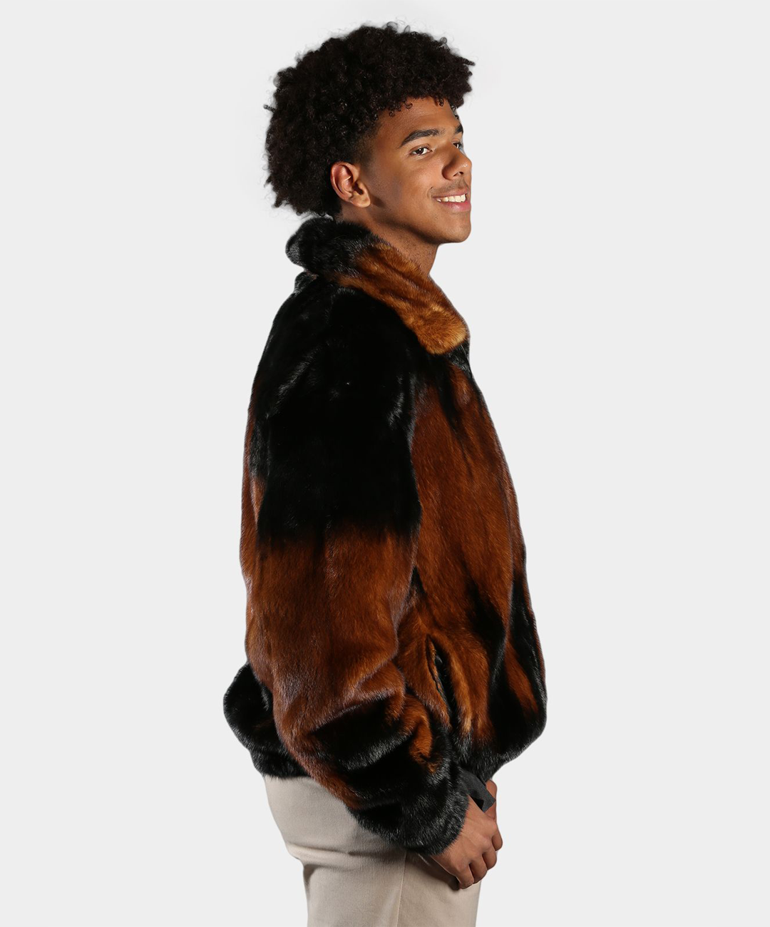 Braune Nerzpelzjacke für Herren