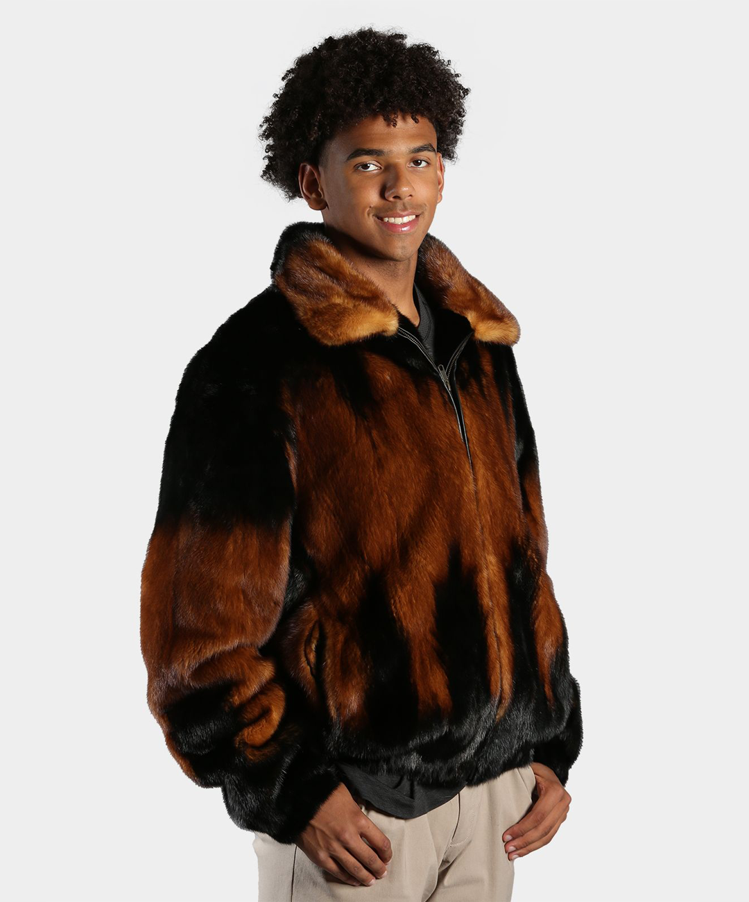 Braune Nerzpelzjacke für Herren