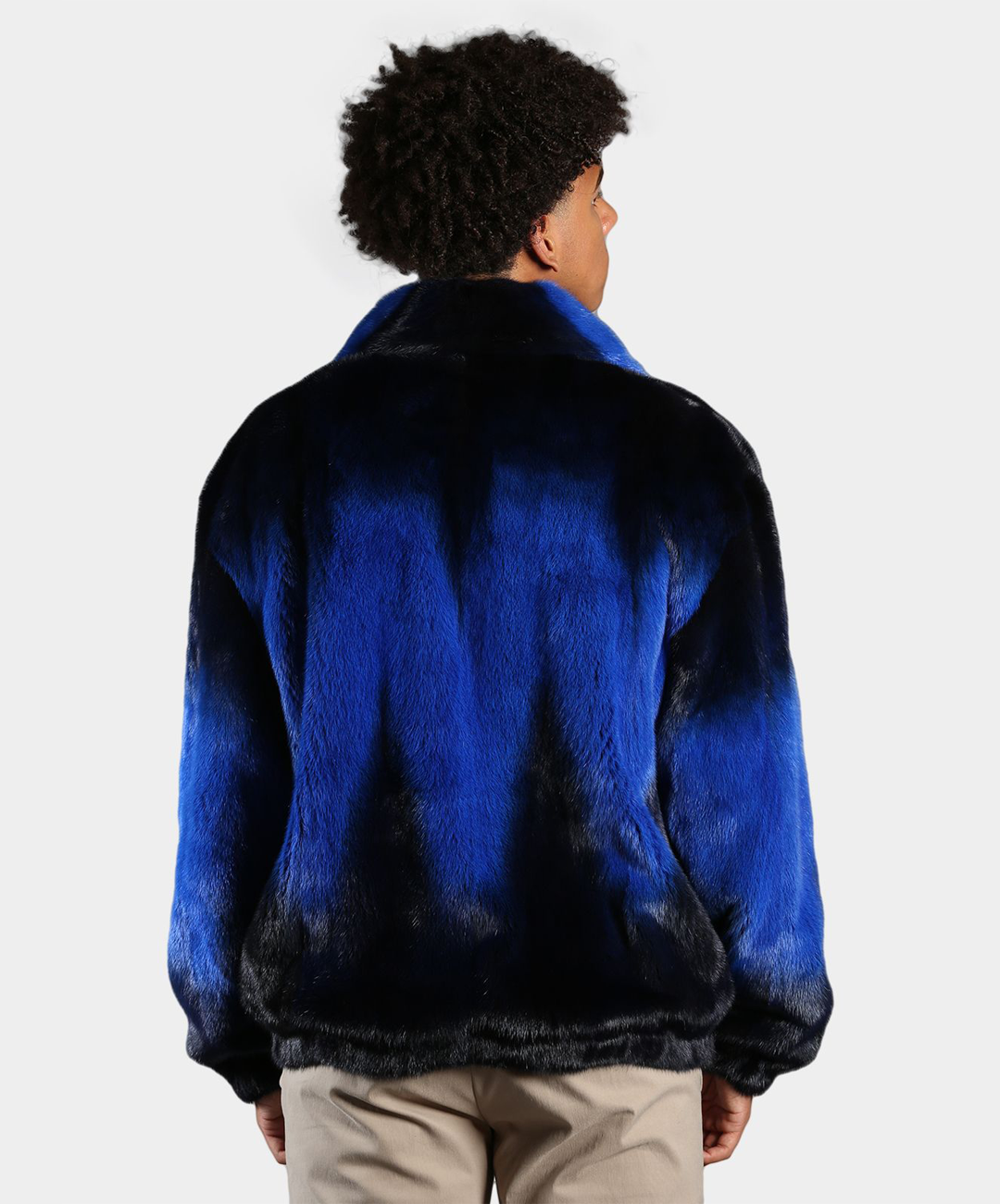 Ombré Blue Mink Fur Bomber Jacket