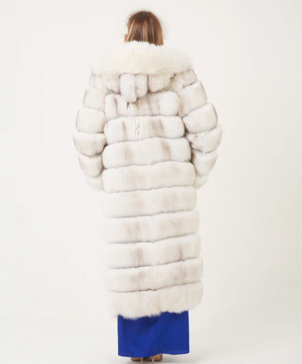 Braun gefärbte Silberfuchspelzjacke für Damen