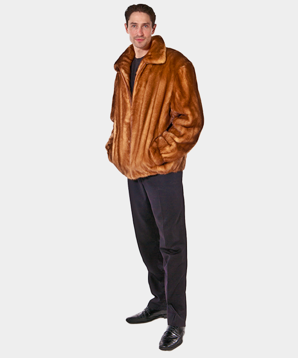 Whiskey Mink Fur Bomber Jacket