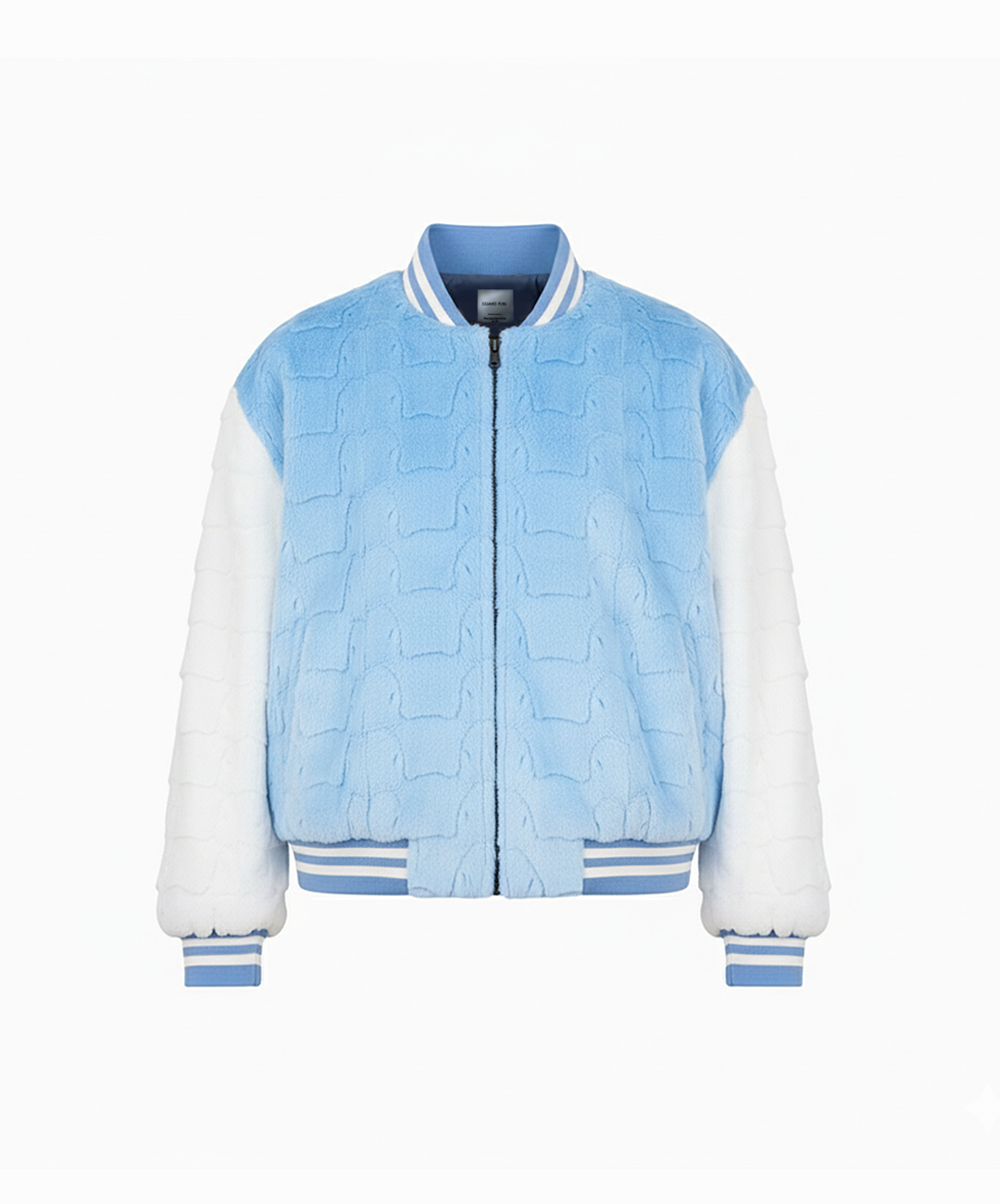 Baby Blue Diamond Cut Mink Fur Baseball Jacket