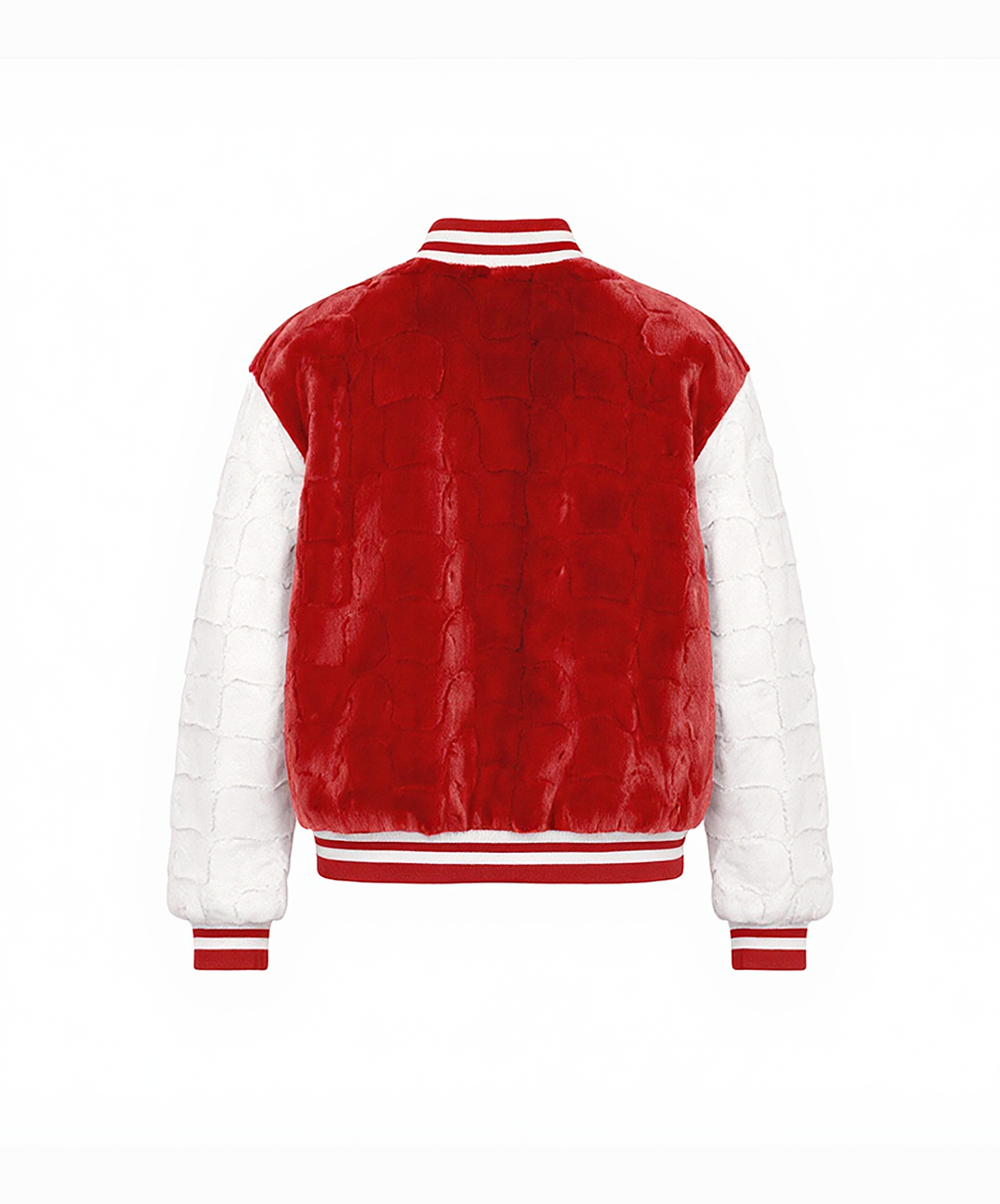 Cherry Red Diamond Cut Mink Fur Baseball Jacket