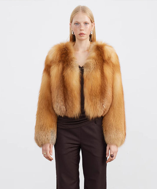 Short Natural Red Fox Fur Jacket