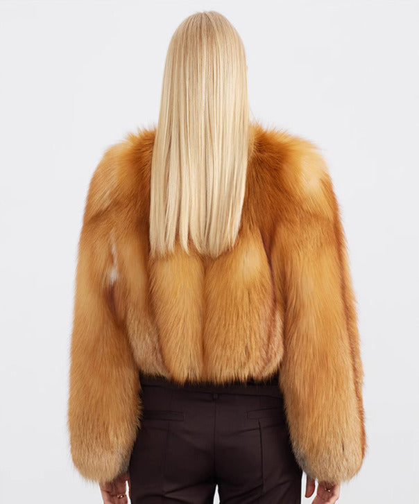 Short Natural Red Fox Fur Jacket