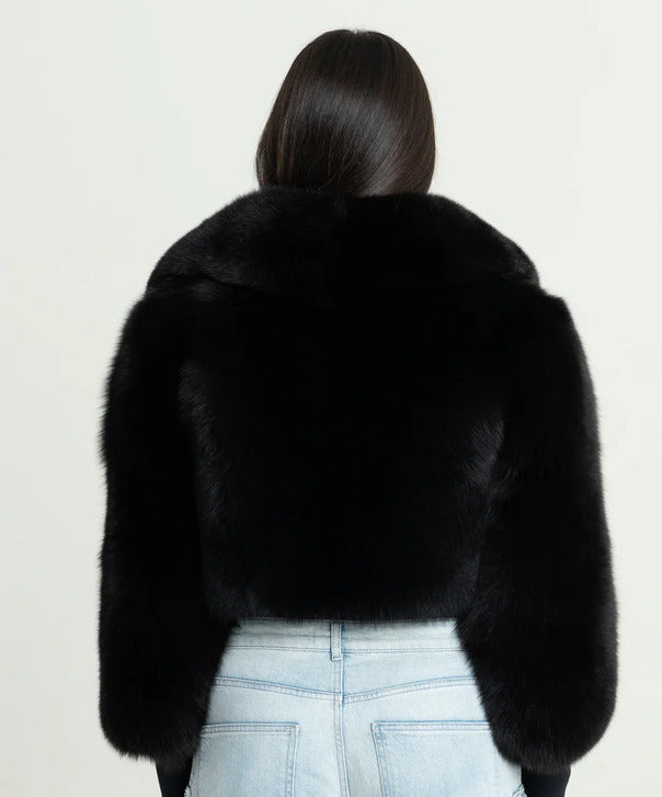 Braun gefärbte Silberfuchspelzjacke für Damen