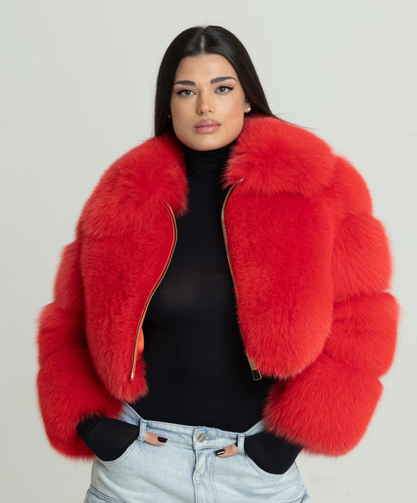 Sunset Cropped Fox Fur Jacket