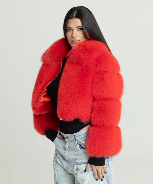 Sunset Cropped Fox Fur Jacket