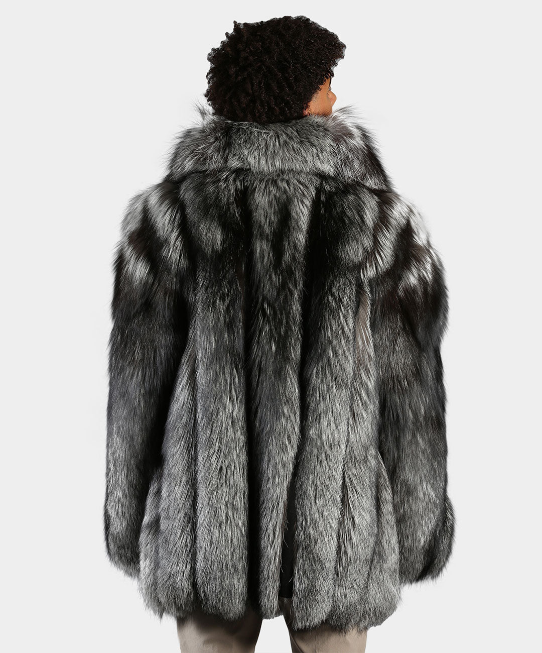 3/4 Length Silver Fox Fur Coat