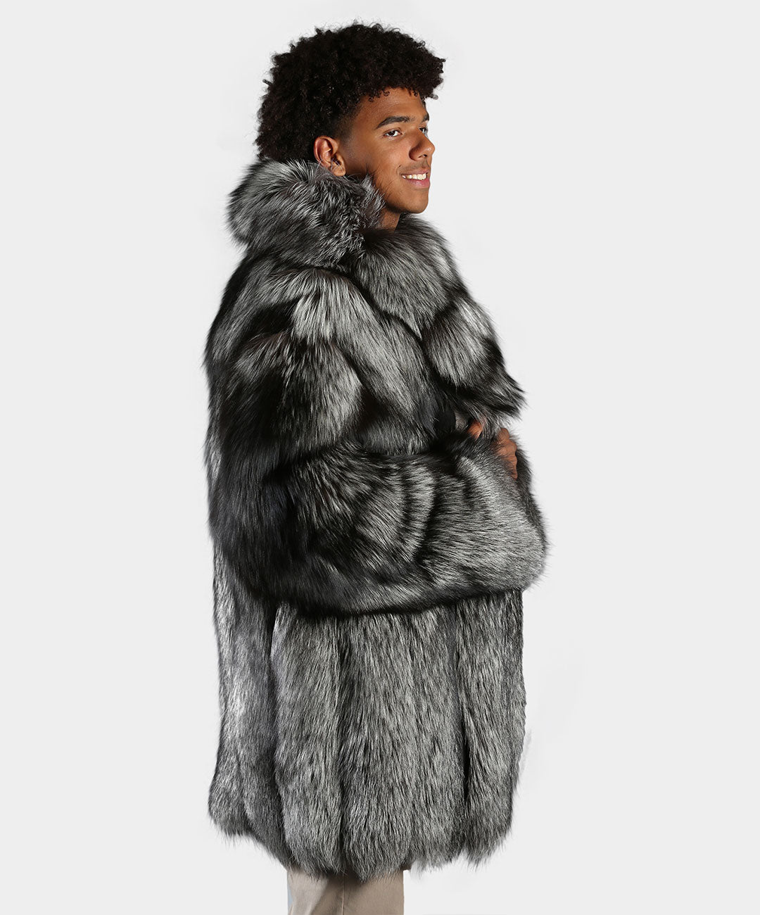 3/4 Length Silver Fox Fur Coat