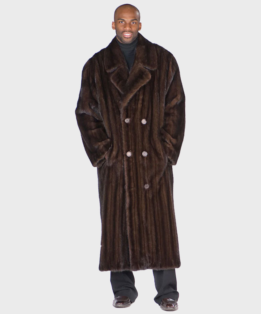 Men's Mahogany Doubled Breasted Mink Coat