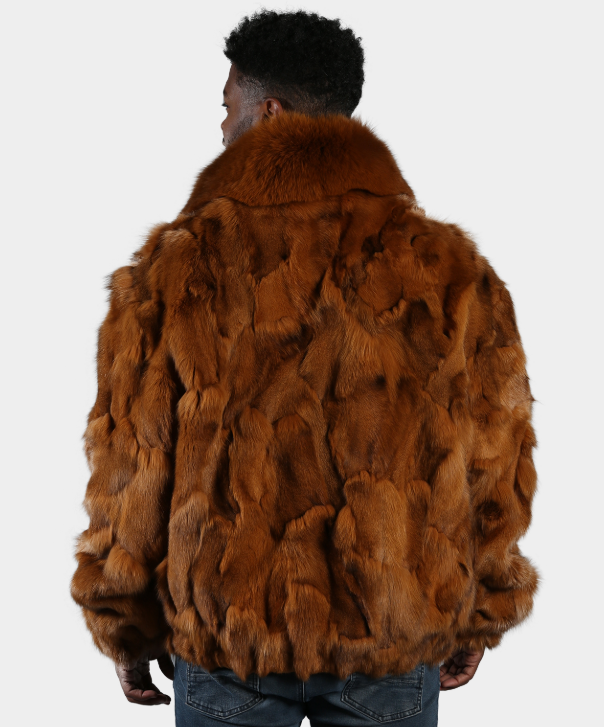 'Whiskey' Sectioned Fox Fur Bomber Jacket