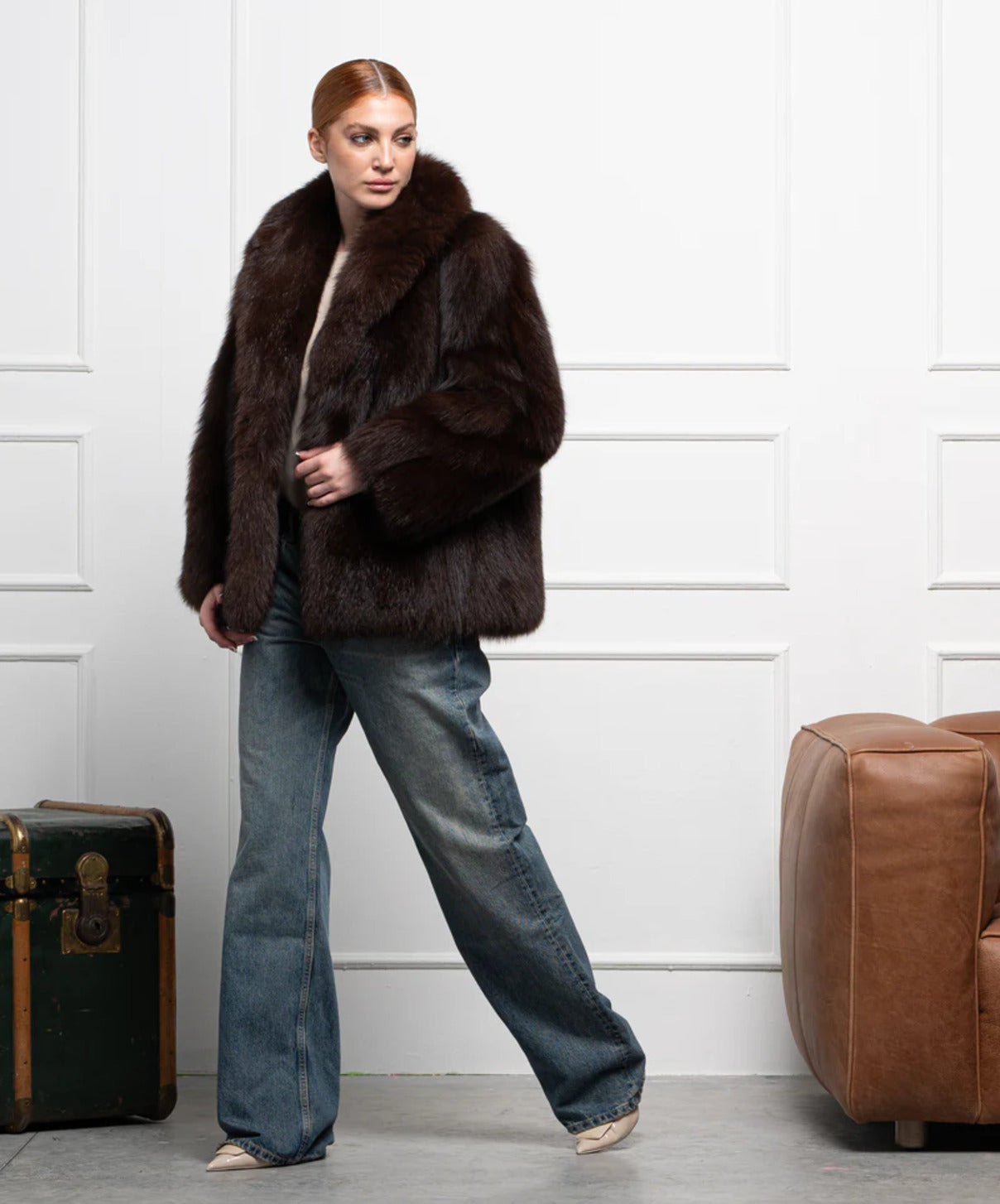 Brown Fox Fur Coat