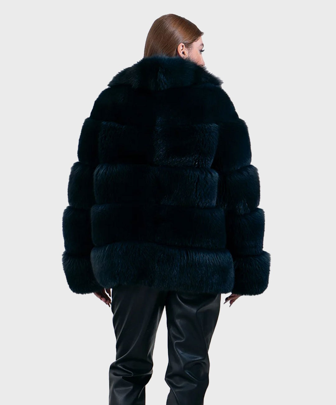 Dunkelblauer Fuchsmantel für Damen