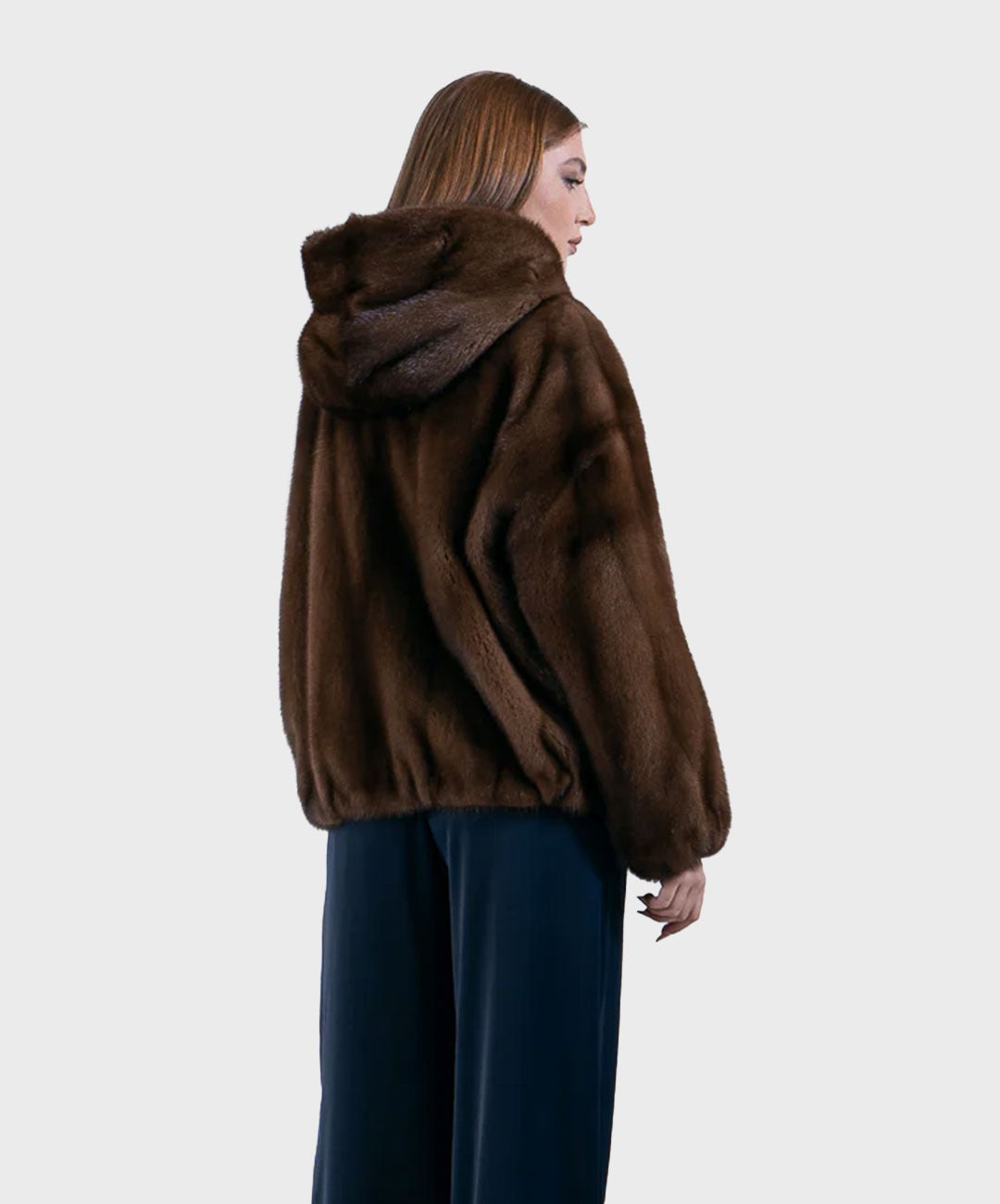 ‘Brown’ Hooded Mink Fur Jacket