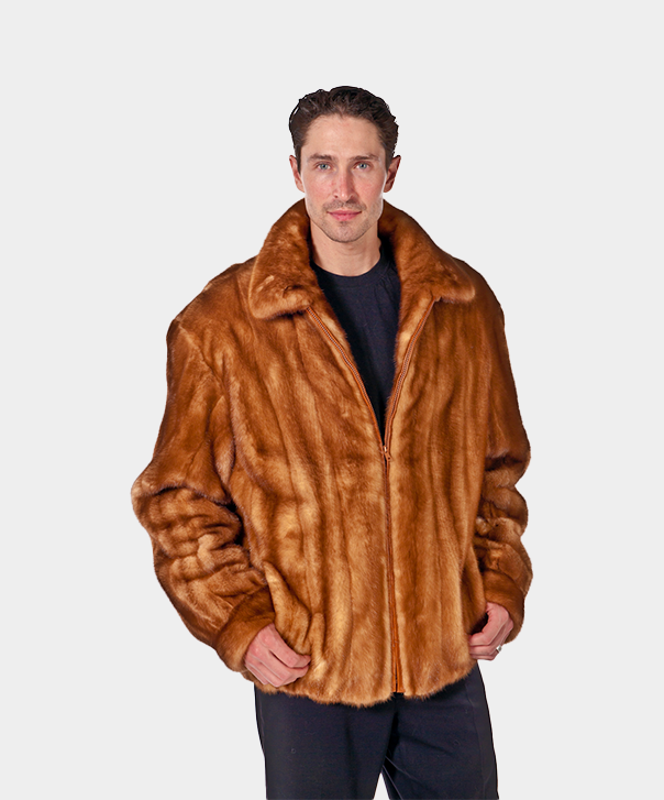 Whiskey Mink Fur Bomber Jacket
