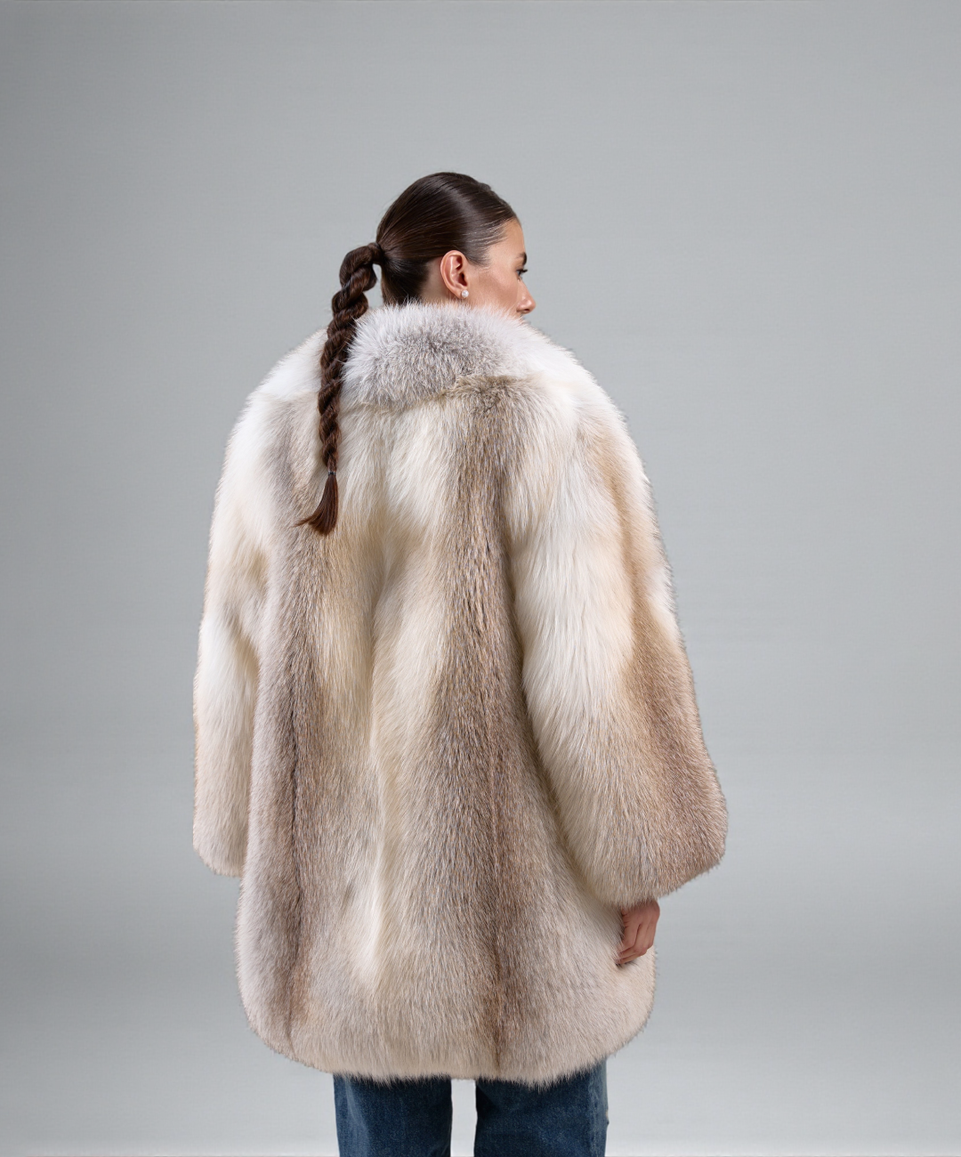 Damen Winter Noir Fuchspelzmantel