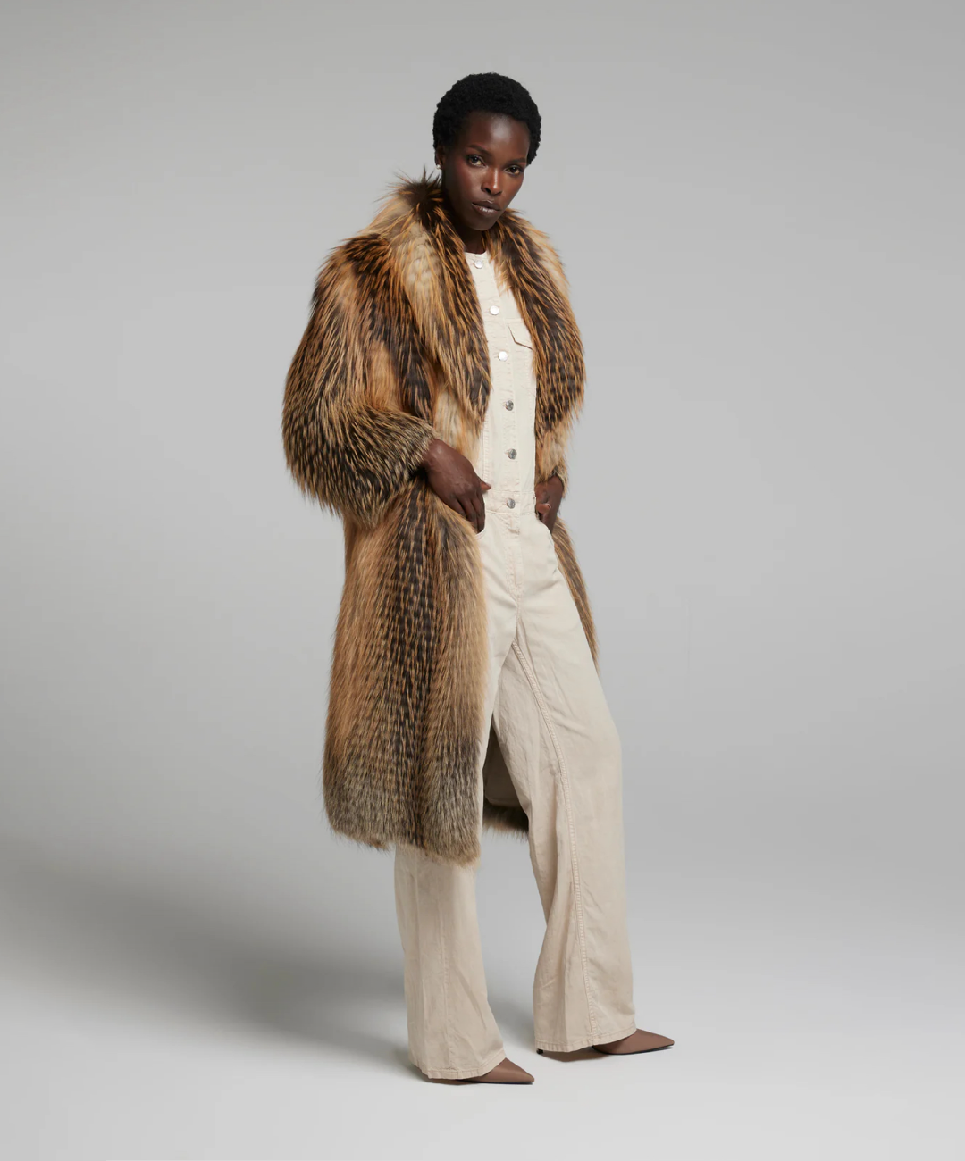 Damen Winter Noir Fuchspelzmantel