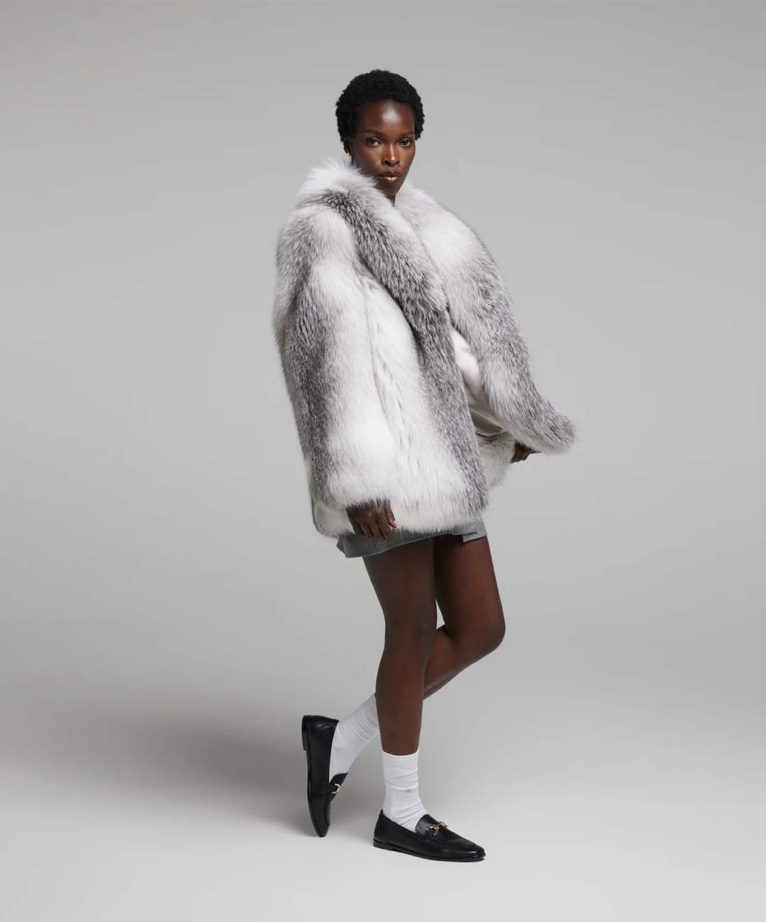 Damen Winter Noir Fuchspelzmantel