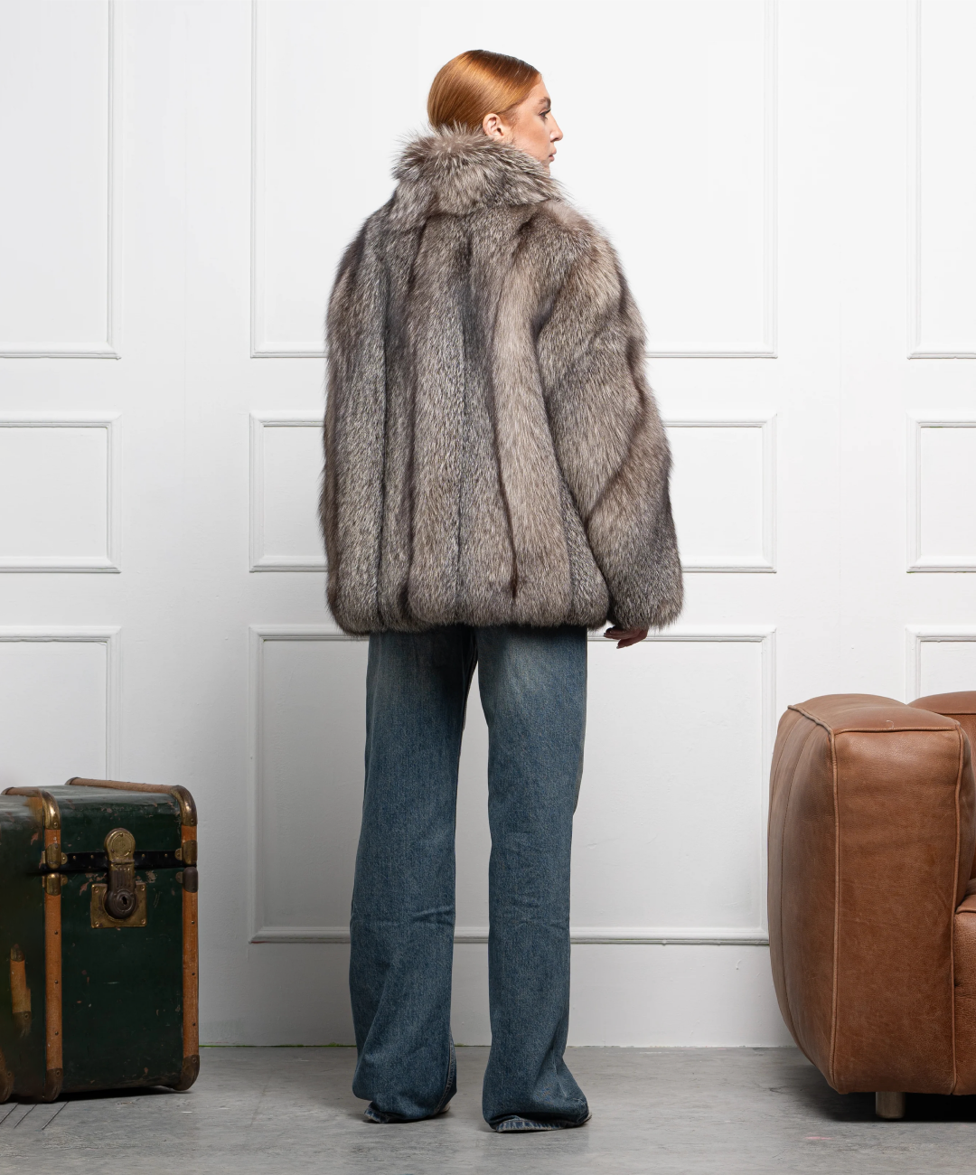 Damen Winter Noir Fuchspelzmantel