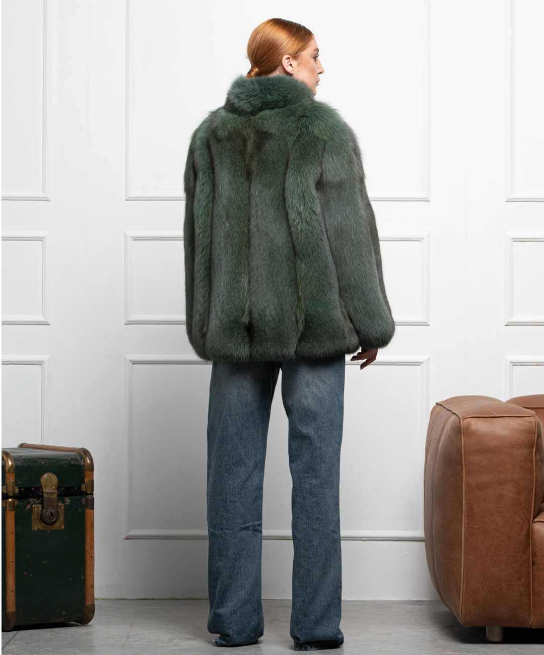 Damen Winter Noir Fuchspelzmantel