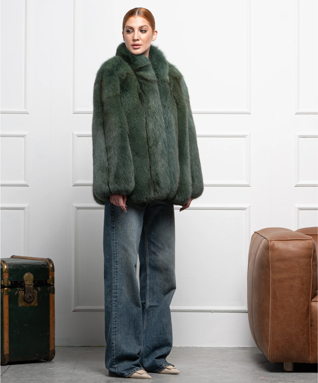 Damen Winter Noir Fuchspelzmantel