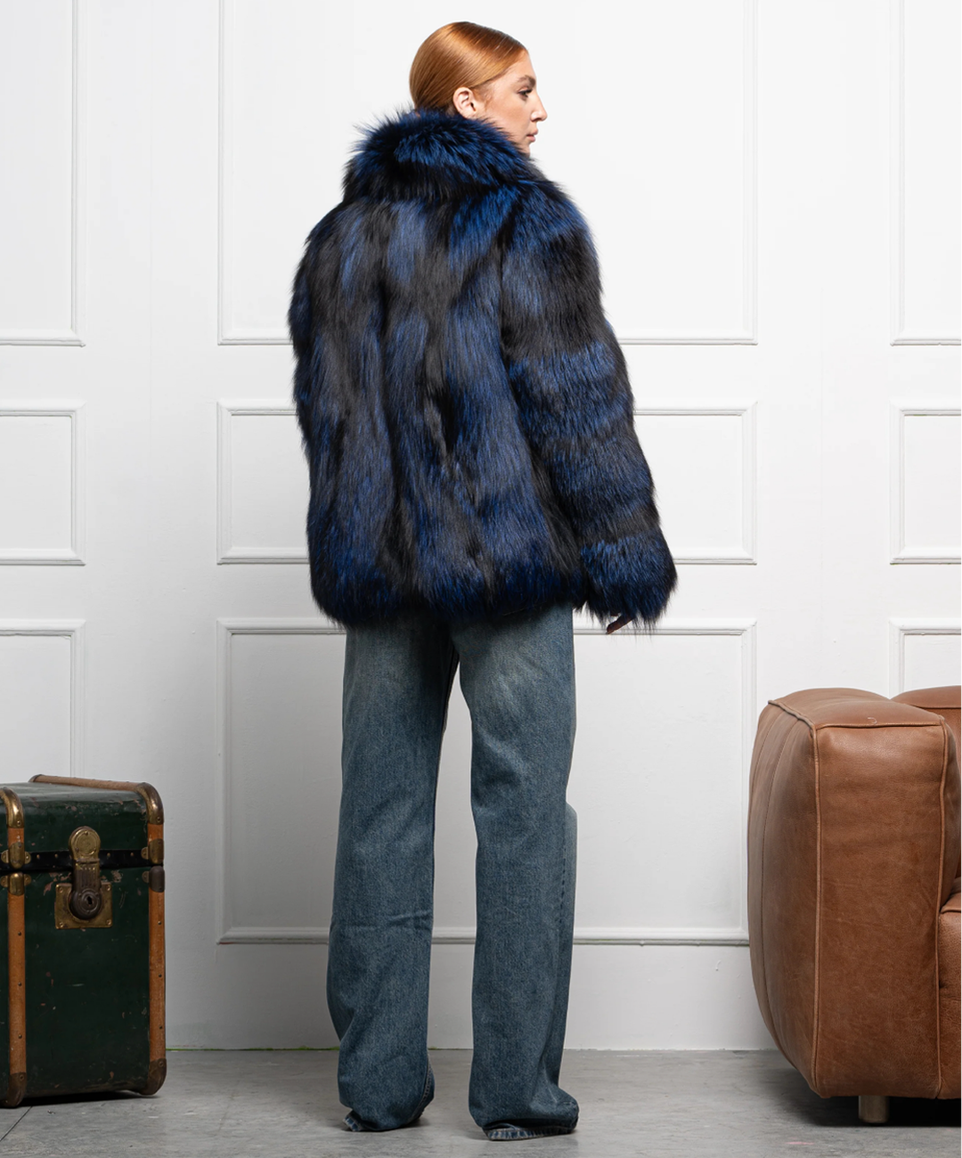 Damen Winter Noir Fuchspelzmantel