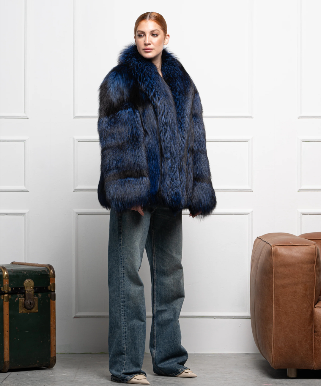 Damen Winter Noir Fuchspelzmantel