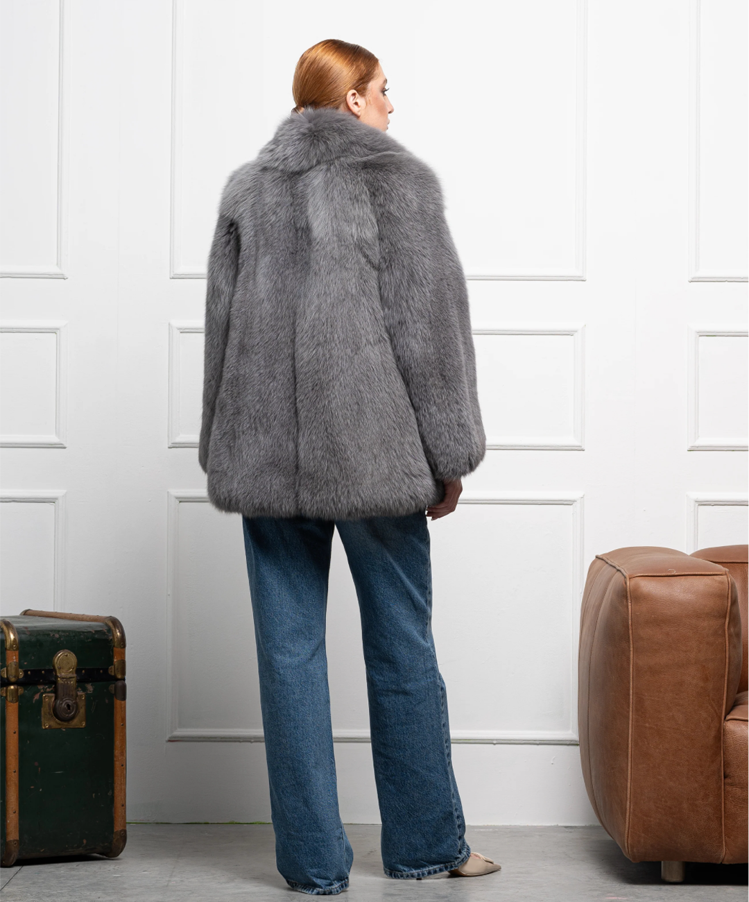 Damen Winter Noir Fuchspelzmantel