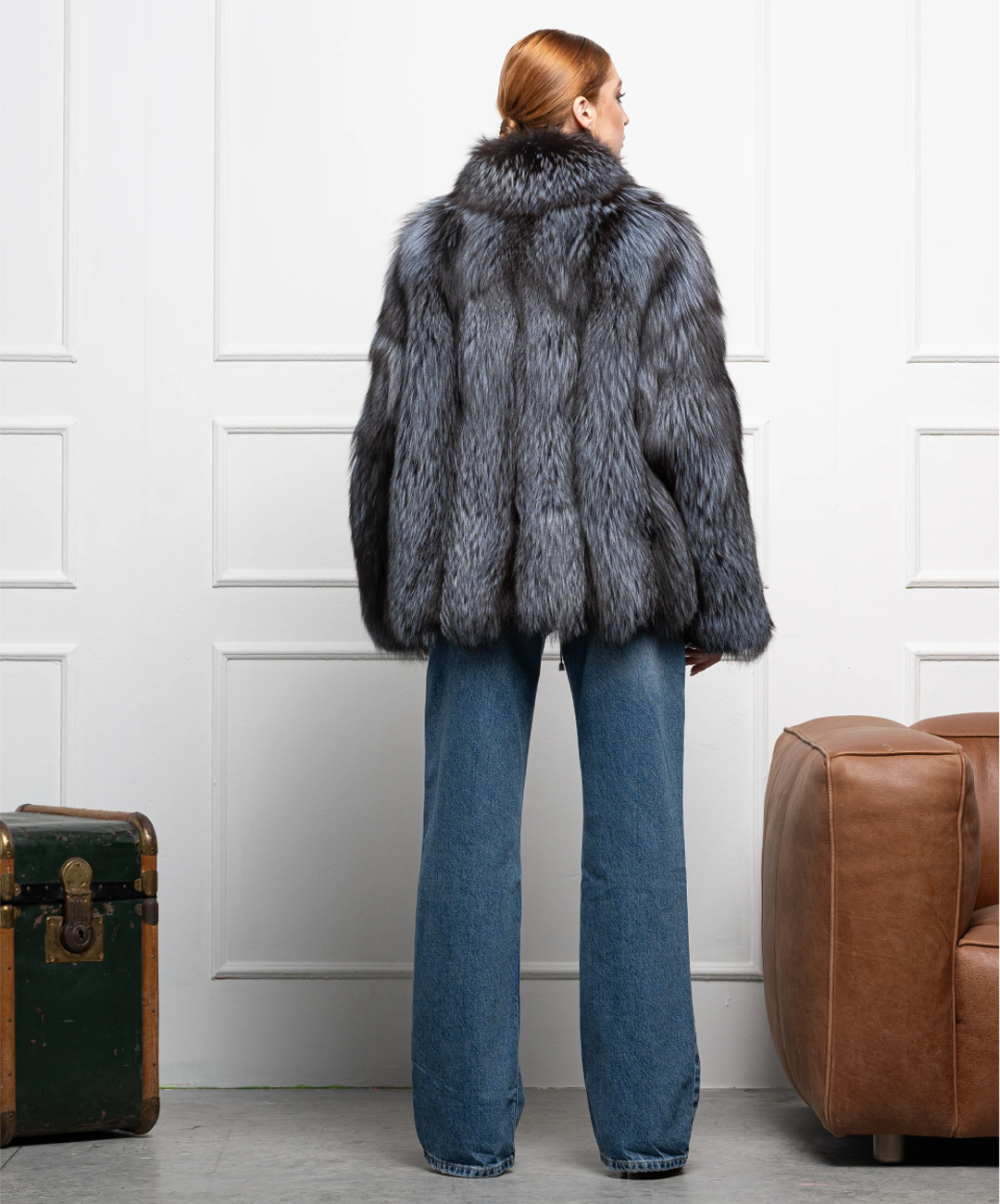 Damen Winter Noir Fuchspelzmantel