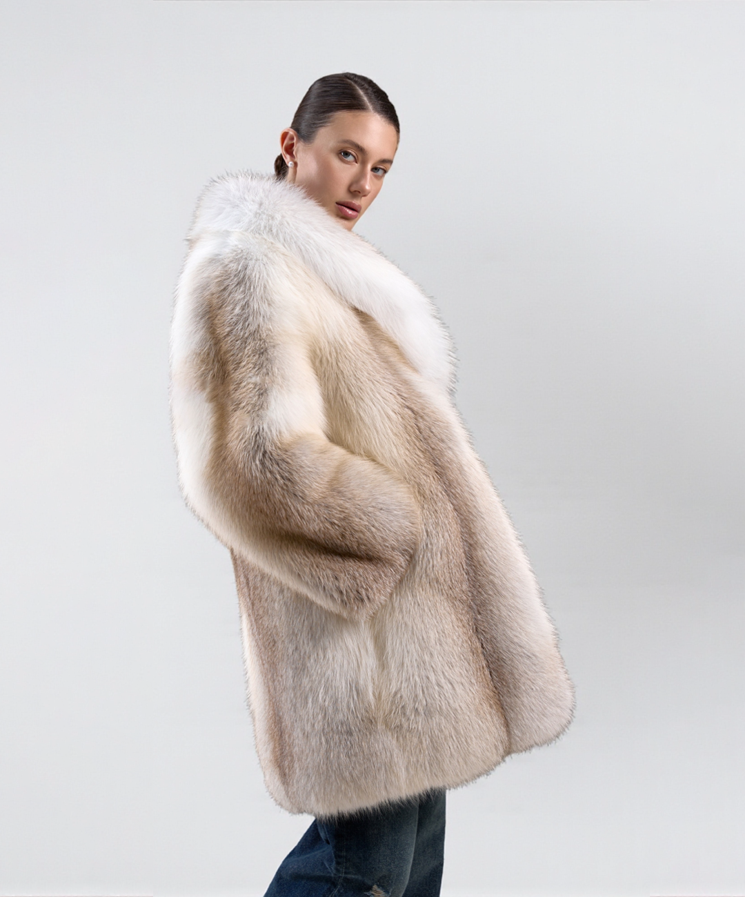 Damen Winter Noir Fuchspelzmantel