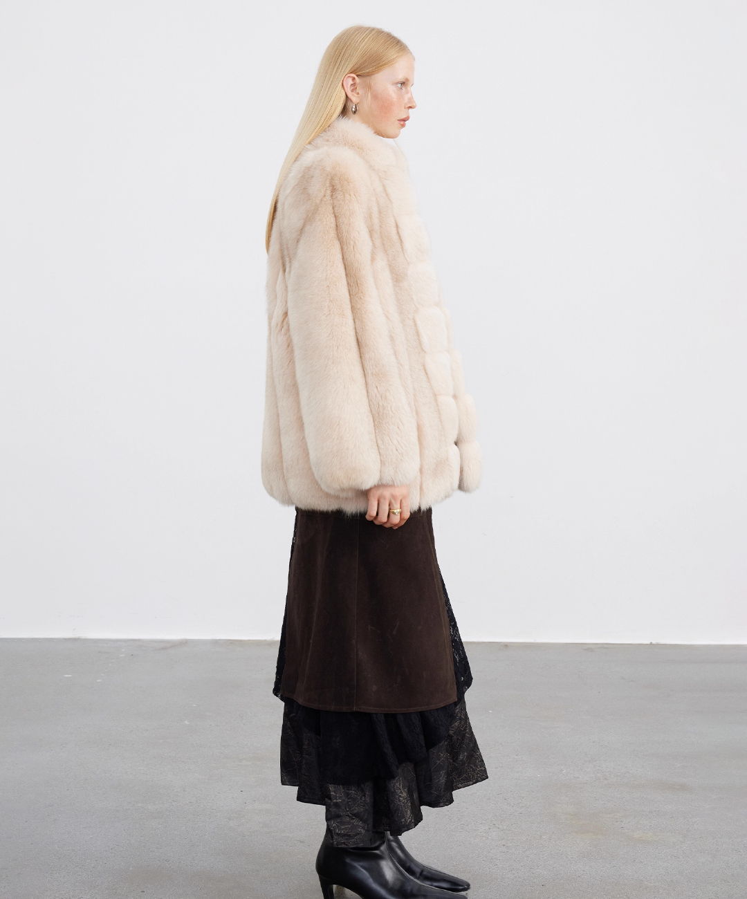 Damen Winter Noir Fuchspelzmantel