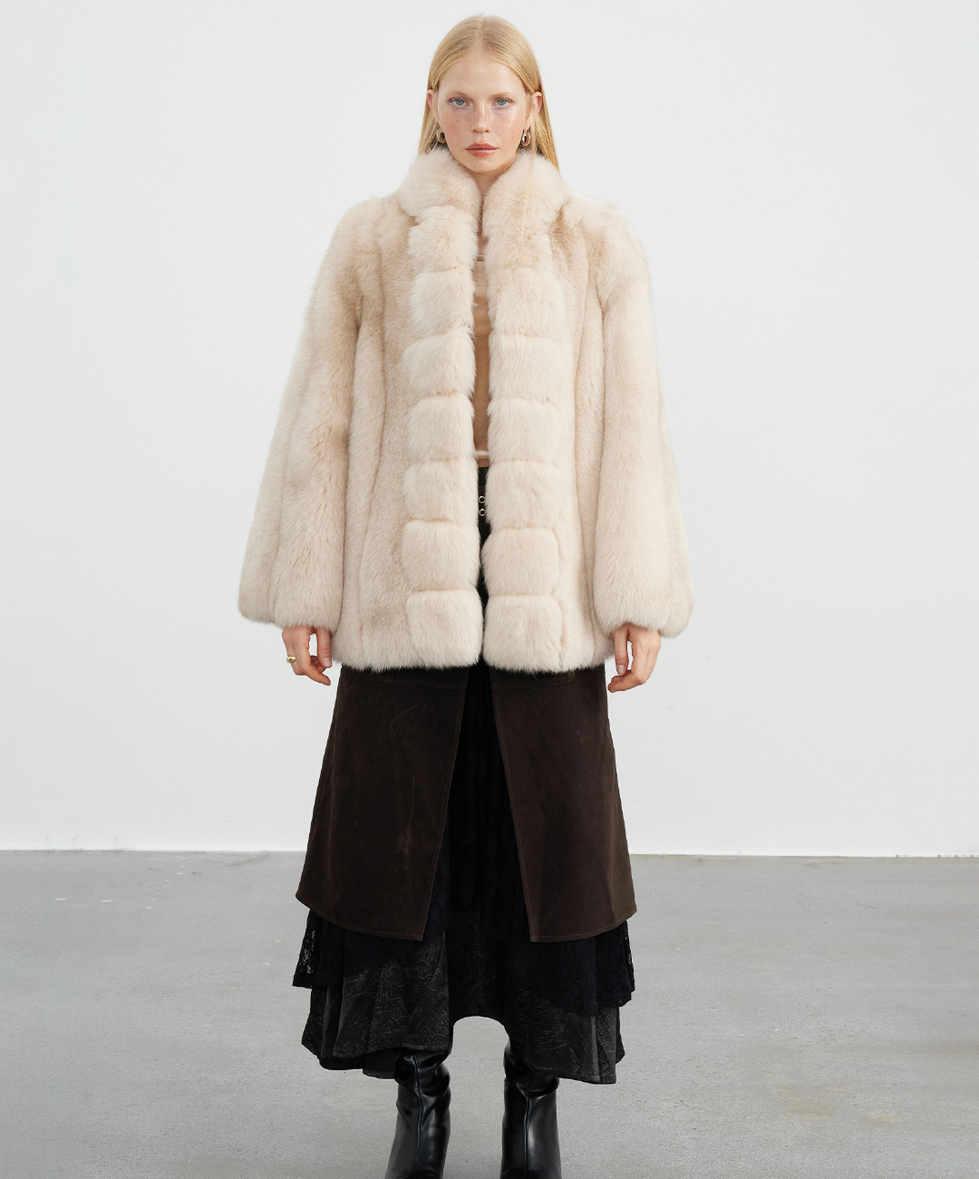 Damen Winter Noir Fuchspelzmantel
