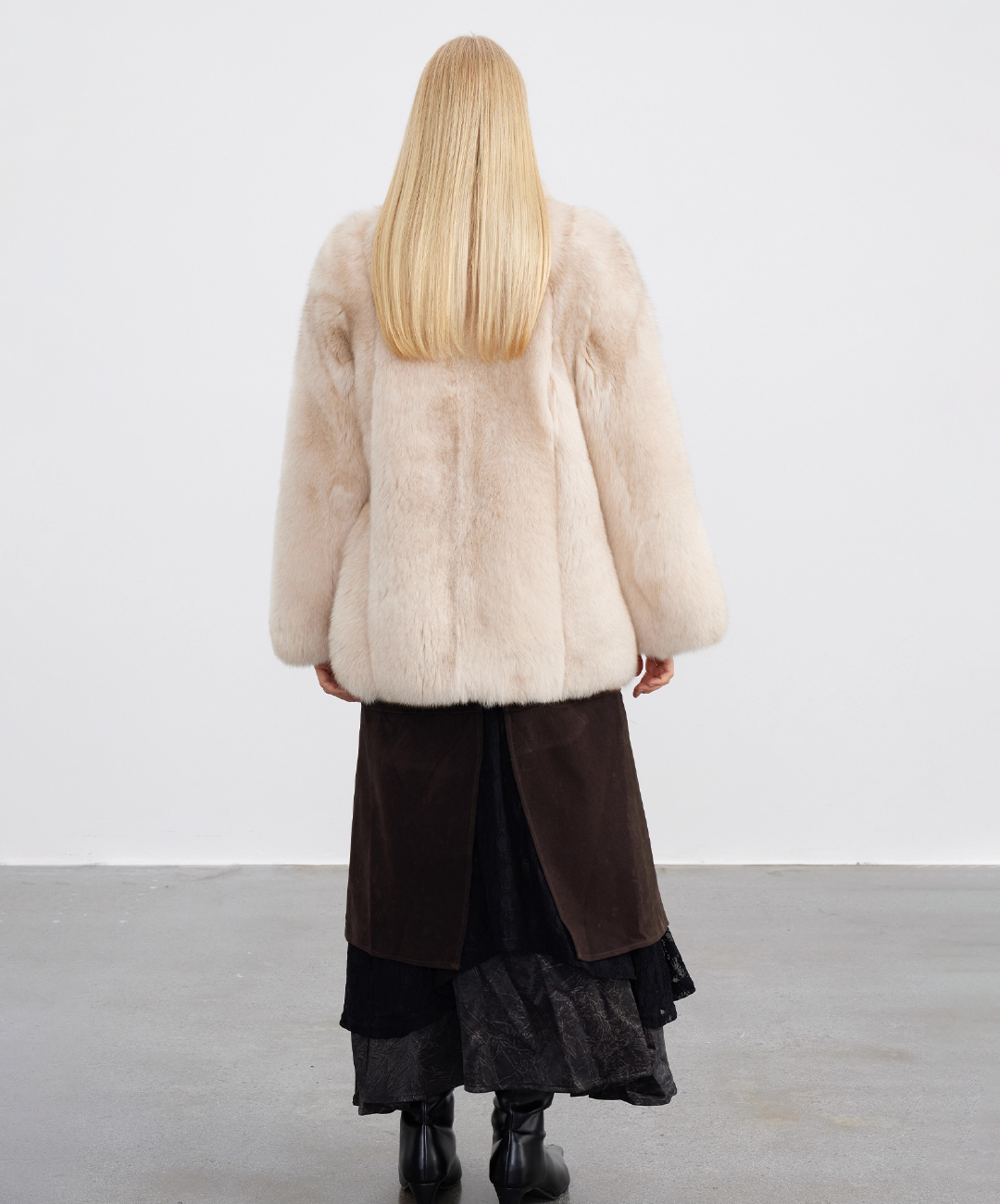 Damen Winter Noir Fuchspelzmantel
