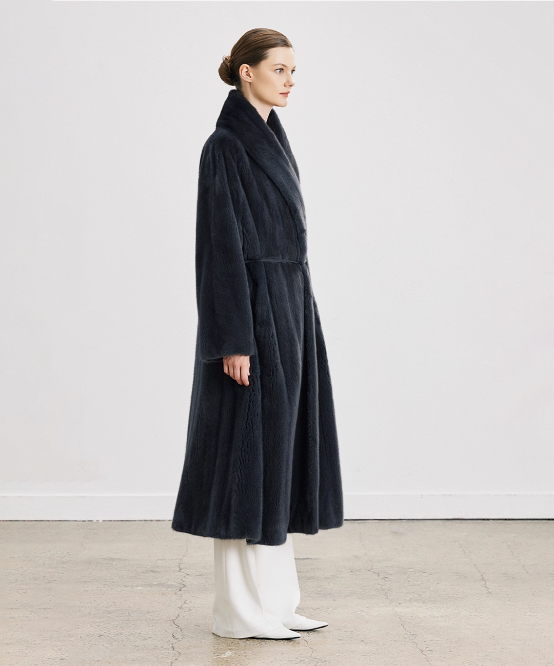 Midnight Blue Full-Length Mink Fur Coat
