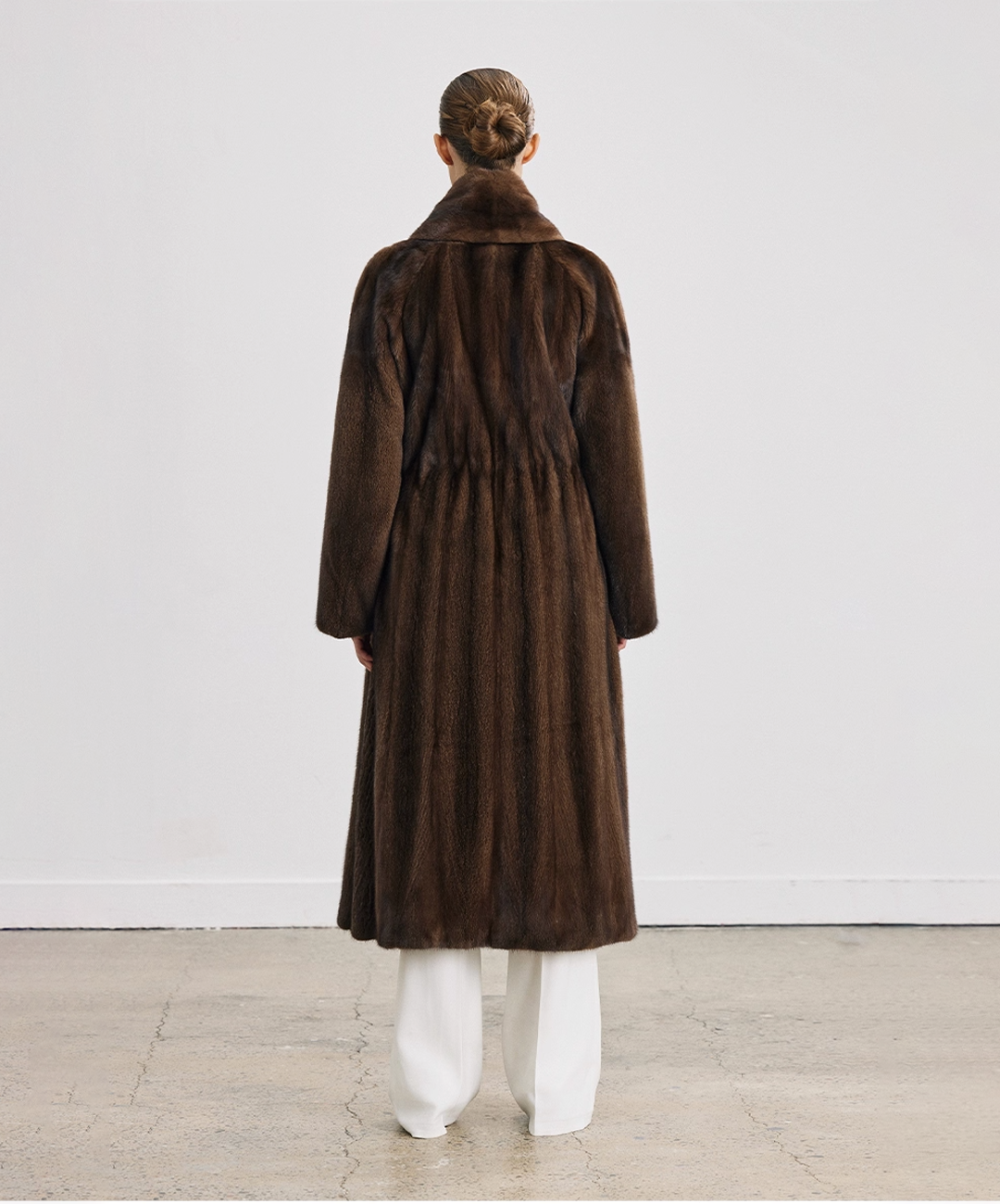 Mahogany Brown Full-Length Mink Fur Robe Coat