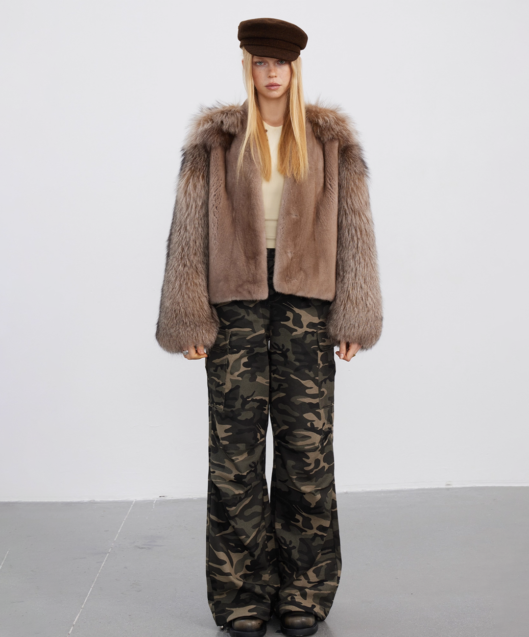 Coffee Fox & Brown Mink Fur Jacket