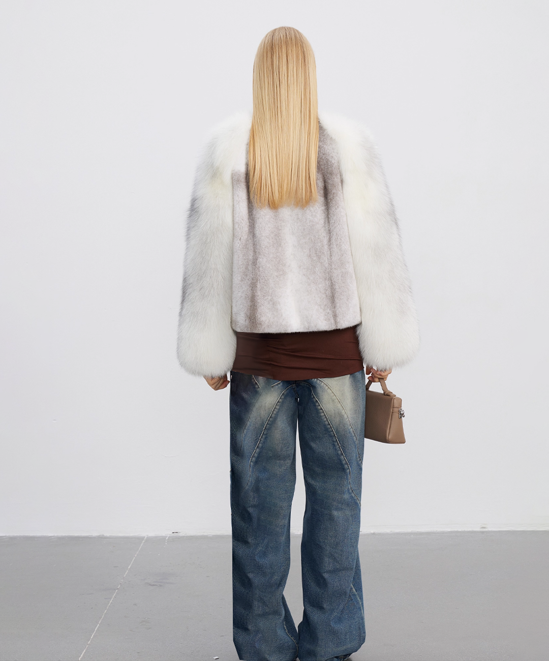 Arctic Fox & Cross Mink Fur Jacket
